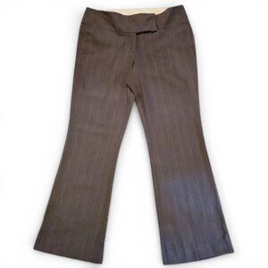 Star City Samantha Juniors Wide Leg Pinstripe Trousers Size 9 Brown Herringbone